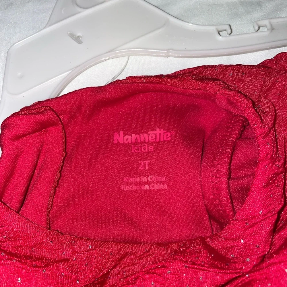 New Toddler/Baby Girl 2T Red & Silver Christmas/Holiday Dress - Picture 3 of 7